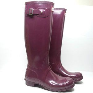 Hunter Original Tall Purple Gloss Rain Boots sz 8